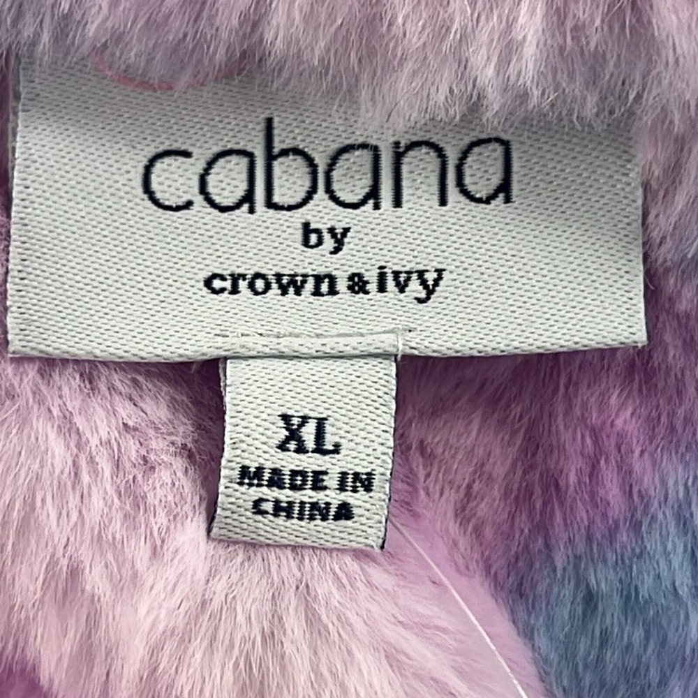 NWT Crown & Ivy Women's Tie Dye Full Zip Plush Cozy Jacket size XL - Picture 5 of 7
